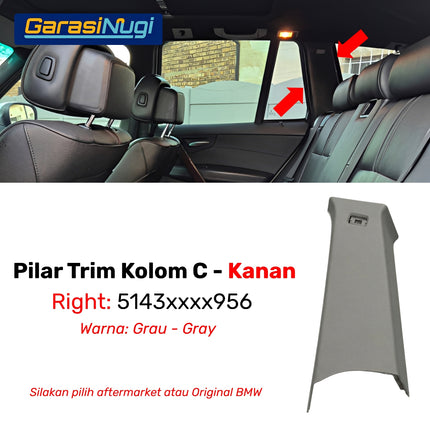 Pillar Trim Kolom C BMW E83 Panel Interior Bangku Belakang Rear Cover Gray Beige Original X3