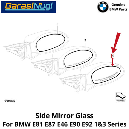 Mirror Glass For BMW E81 E46 E90 Cermin Kaca Spion Depan 51167145268 120 320