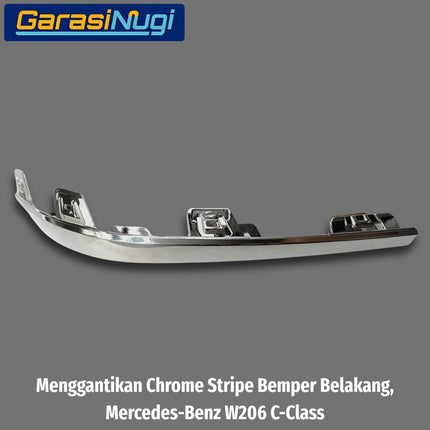 Chrome Stripe Mercy W206 Garnish Molding Krom Dan Hitam Glossy Bemper Belakang Mercedes C200 C300