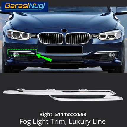 Fog Light Trim For BMW F30 Pre-LCI Luxury Modern Line Chrome Bumper Lampu Kabut Grill 320 328