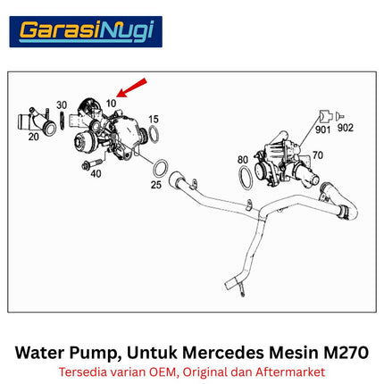 CONTINENTAL Water Pump Mercedes W176 W246 W117 X156 Mesin M270 2702000600 A180 B180 CLA