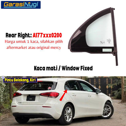 Kaca Jendela Pintu Samping Mercedes W177 Side Window Pane Glass Door Mercy A180 A200