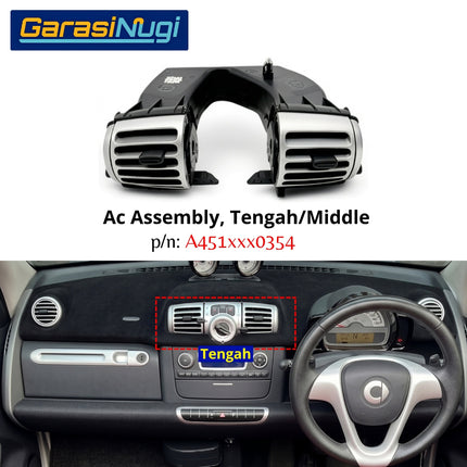 Kisi AC Assembly Smart Fortwo Gen 2 Dashboard Depan Front Air Vent Original W451 2007 - 2015