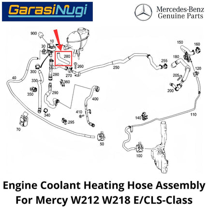 HVAC Engine Coolant Mercy W212 W218 Hose Selang Saluran Pendingin Mesin Mercedes E200 CLS (2012-2018)