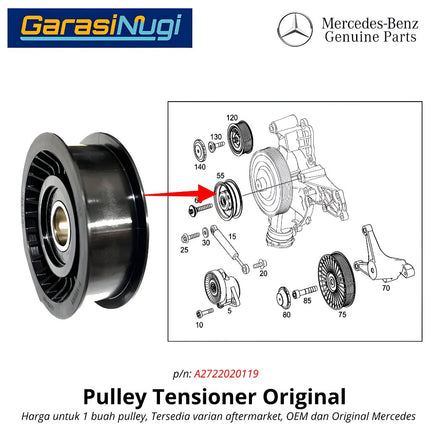 Mercedes W204 W211 W212 Tensioner Pulley Idler Atas Original Mesin M272 Polos Mercy C230 E230