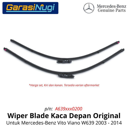 Wiper Blade Mercedes Vito Viano W639 Front Window Kaca Depan Original 2003 - 2014