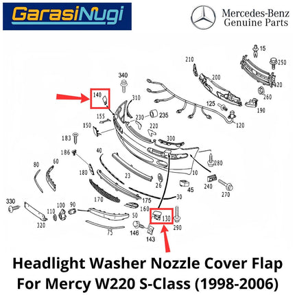 Headlight Washer Mercy W220 Nozzle Cover Cap Penutup Nosel Pencuci Lampu Depan Mercedes S300
