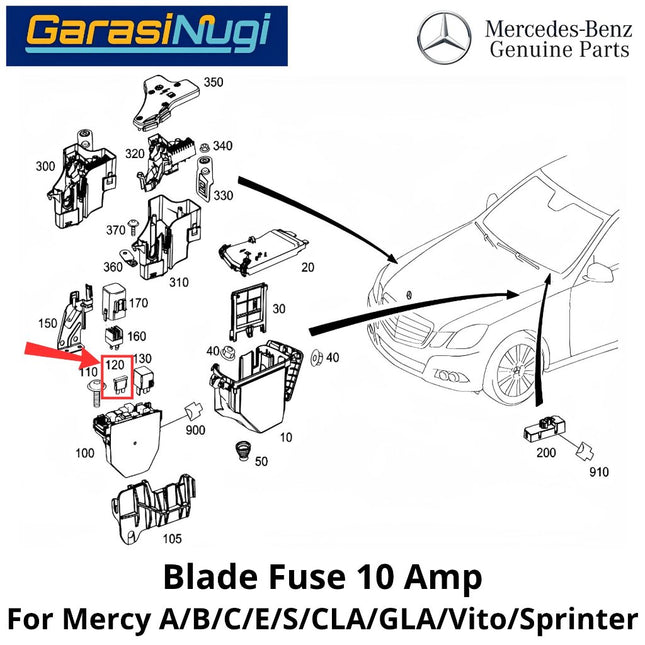 10A STD Blade Fuse Link For Mercy W204 W212 W221 H247 Sekring 10 Ampere N000000004204 Merrcedes C200 E200