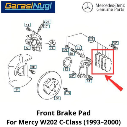 Front Brake Pads Mercy W202 Kampas Rem 0054204620 Depan C180 C240