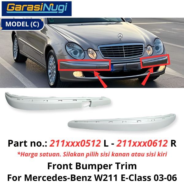 Bumper Trim Mercy W211 Pre-FL Front Cover Penutup Bemper Depan E240