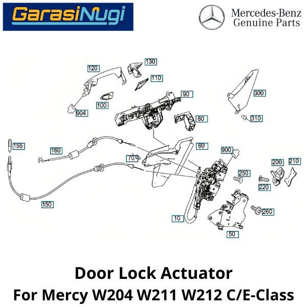 Door Lock Mercedes W204 W212 FL W207 R172 Kunci Pintu Actuator C200 E200 SLK