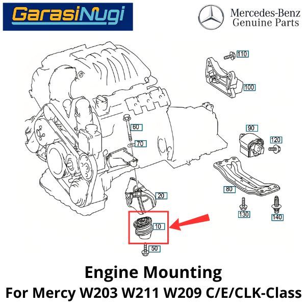 Engine Mounting Mercy W203 W211 W209 Rubber Bantalan Karet Mesin C200 E280 CLK