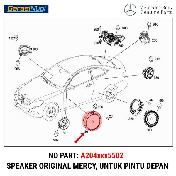 Front Door Loudspeaker Mercy W204 W207 Pengeras Suara Pintu Depan C200