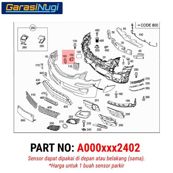 Mercedes W204 W211 W164 Sensor Parkir Reverse Parking Radar Mundur PDC