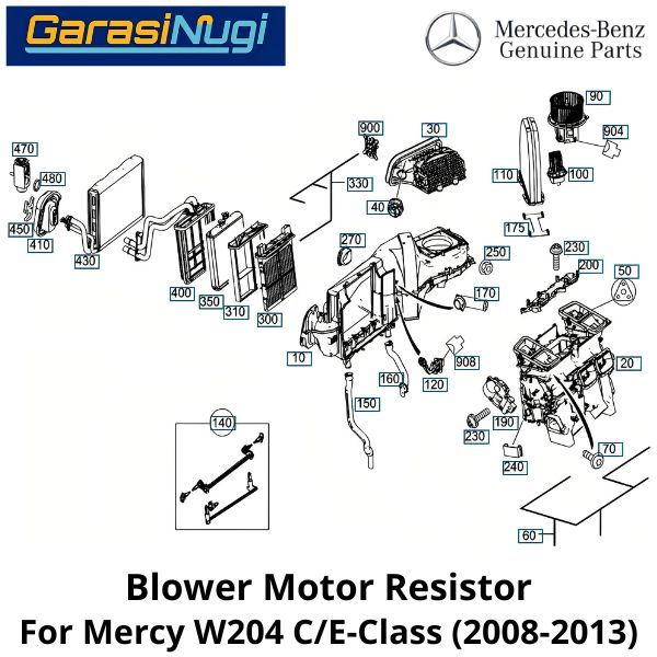 Blower Motor Mercy W204 Resistor Relai Kipas Udara Mercedes C200