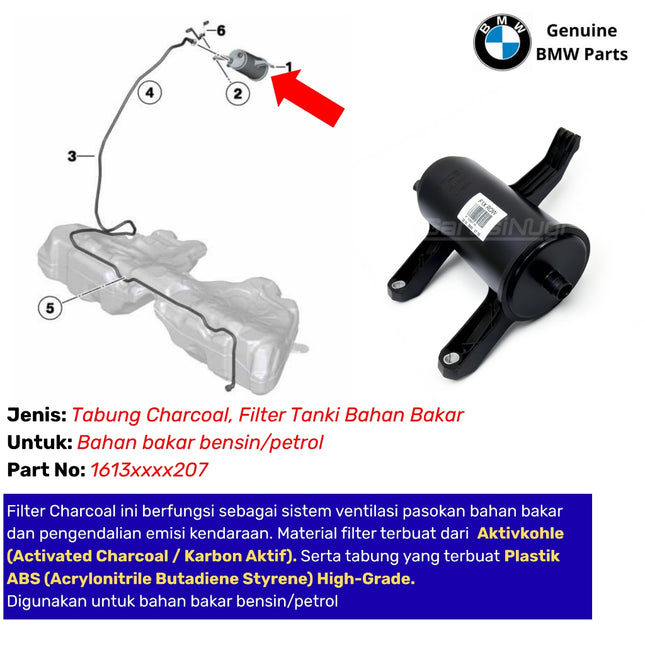 Tabung Charcoal BMW F10 F07 F06 Filter Arang Tanki Bahan Bakar Bensin Original 523 640