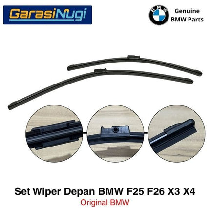 Wiper Frameless BMW F25 F26 Kaca Depan Original BMW X3 X4 Setir Kanan RHD Sepasang