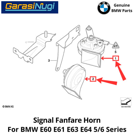 Horn Signal For BMW E60 E61 E63 E64 Fanfare High and Low Note Terompet Klakson 550 650 2001-2010