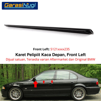 Weatherstrip BMW E39 Karet Lis Pelipit Pintu Kaca Belakang Bagian Dalam Inner Cover Frame Original 520 528