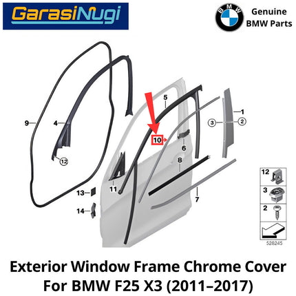 Exterior Window For BMW F25 Door Frame Cover Eksterior Penutup Bingkai Jendela X3 2011-2017