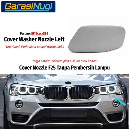 Cover Nozzle Washer BMW F25 Tutup Towing Lampu Bumper Depan X3 2011–2017