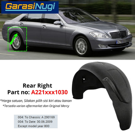 Rear Fender Mercedes W221 Penutup Spakbor Bagian Dalam Roda Belakang Wheel Arch Mercy S300 S350