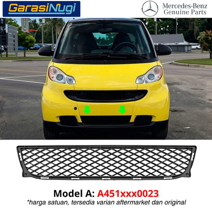 Lower Grille Smart Fortwo Gen 2 Penutup Bemper Depan Bagian Bawah Front Bumper Original 2007 - 2015