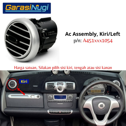Kisi AC Assembly Smart Fortwo Gen 2 Dashboard Depan Front Air Vent Original W451 2007 - 2015