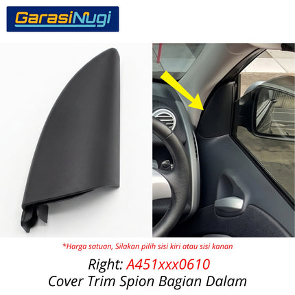 Panel Penutup Spion Dalam Smart Fortwo W451 Cover Trim Inner Molding Original 2007 - 2015