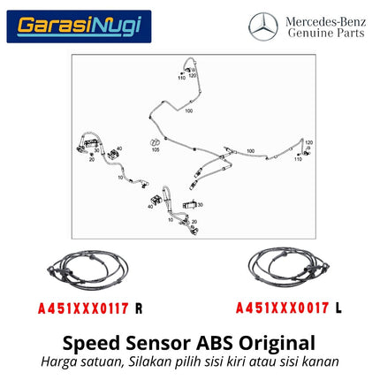 Speed Sensor ABS Smart Fortwo W451 Detektor Kecepatan Roda Belakang Original 2007 - 2015