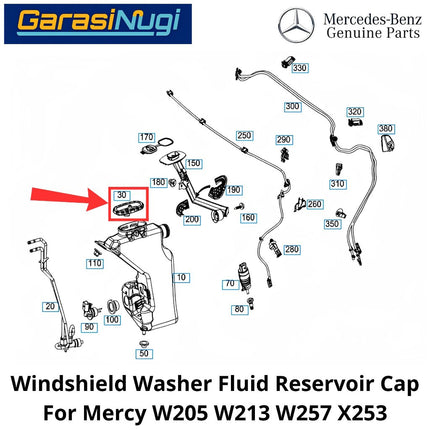 Windshield Washer Mercy W205 W213 W257 X253 Fluid Reservoir Cap Tutup Tanki Cairan Pembersih Kaca C200 E200 GLC