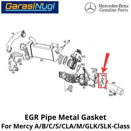 EGR Pipe Mercy W204 W212 W166 R172 Metal Gasket Logam Pipa Sirkulasi Gas Buang Mercedes C200 E200 SLK