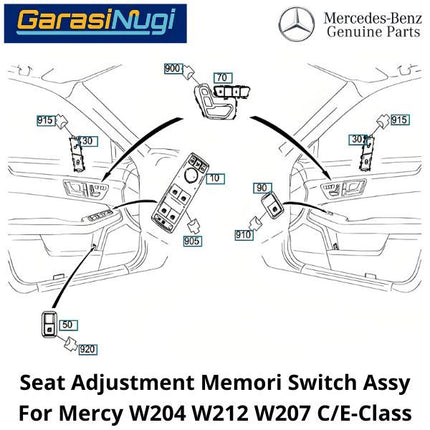 Seat Adjust Mercy W204 W212 W207 Button Assembly Tombol Headrest Kursi C200