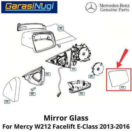 Mirror Glass Mercy W212 W204 W221 Cermin Kaca Spion Depan C200 E250 S300