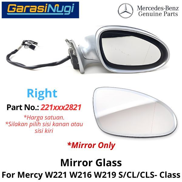 Mirror Glass Mercy W221 W216 W219 Pre-FL Cermin Kaca Spion Depan 2218102821 S300 CL CLS