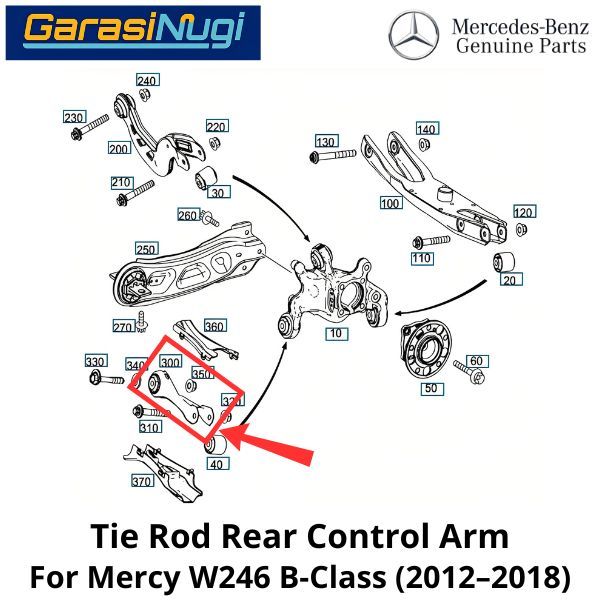 Tie Rod Mercy W246 Rear Control Arm Peredam Getaran Roda Belakang Wheel B180