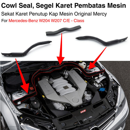 Mercedes W204 W207 Karet Lis Sekat Kap Mesin Cowl Seal Engine Hood Original C200 E200