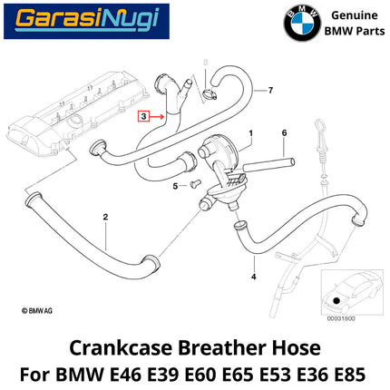 Crankcase Breather For BMW E46 E60  E53 E36 E85 Hose Selang Ventilasi Bak Engkol 320 520 X5 Z3 Z4