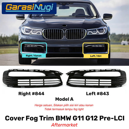 Fog Trim For BMW G11 G12 Pre-LCI Cover Chrome Lampu Kabut Grill Depan 730 750L