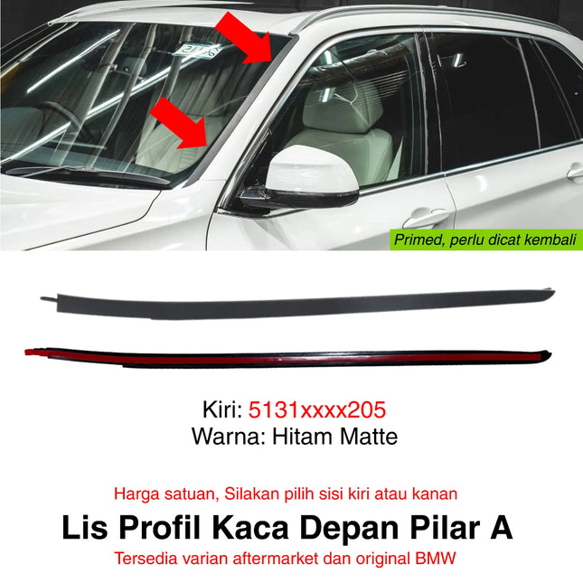 Lis Profil Kaca Depan BMW F15 F85 Drip Moulding Front Window Windshield Original Primed X5