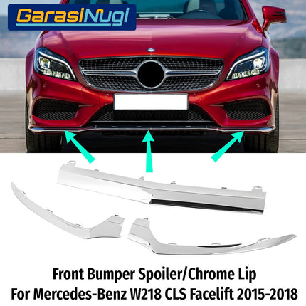 Chrome Lip Mercy W218 Facelift Front Lower Trim Spoiler Bawah Bemper Depan Krom Molding CLS 300 CLS 400