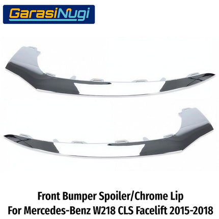 Chrome Lip Mercy W218 Facelift Front Lower Trim Spoiler Bawah Bemper Depan Krom Molding CLS 300 CLS 400
