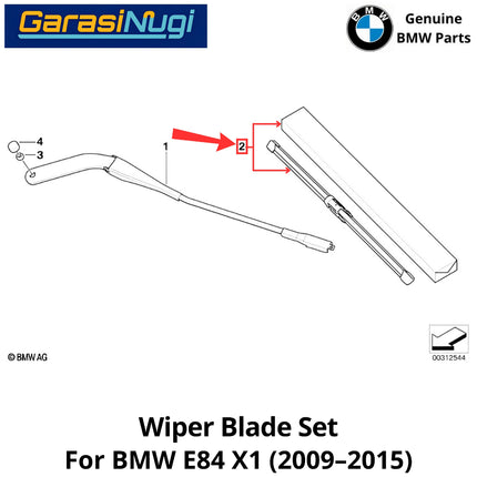 Front Wiper For BMW E84 Wide Frameless Set Kaca Depan Original RHD X1 2009-2015