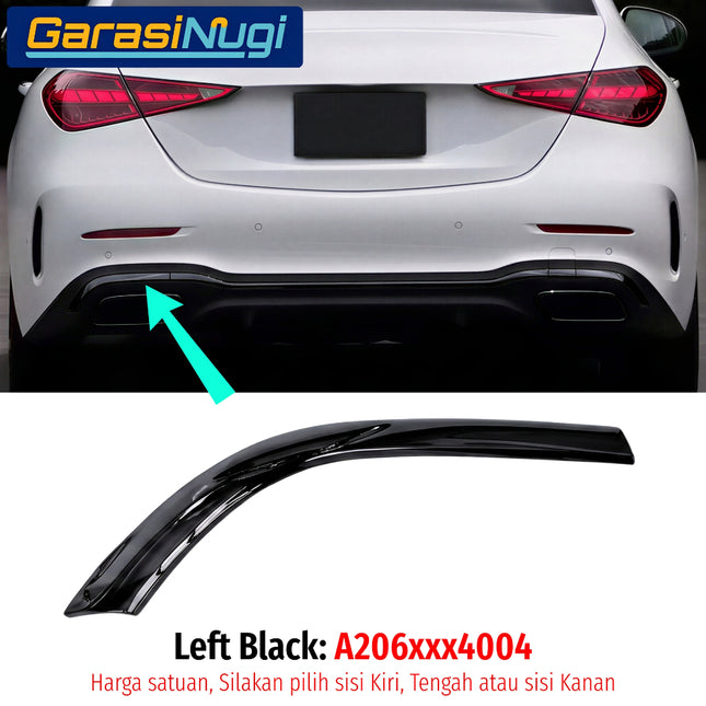 Chrome Stripe Mercy W206 Garnish Molding Krom Dan Hitam Glossy Bemper Belakang Mercedes C200 C300