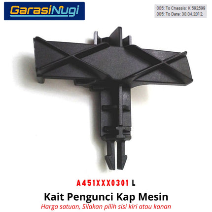 Kait Pengunci Kap Mesin Smart Fortwo W451 Hood Latch Original 2007 - 2015