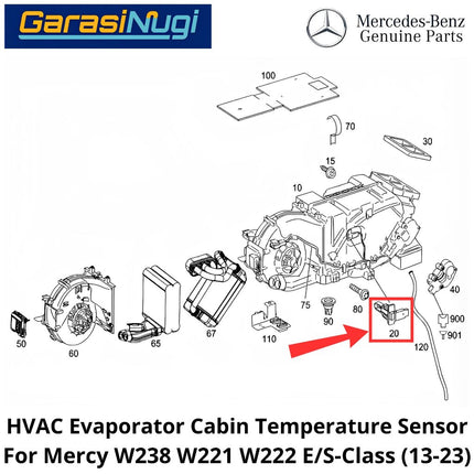 HVAC Evaporator Mercy W213 W238 W221 W222 Cabin Temperature Sensor Suhu Kabin Mercedes E200 S450