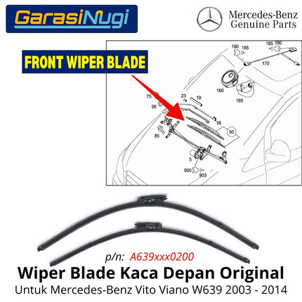 Wiper Blade Mercedes Vito Viano W639 Front Window Kaca Depan Original 2003 - 2014