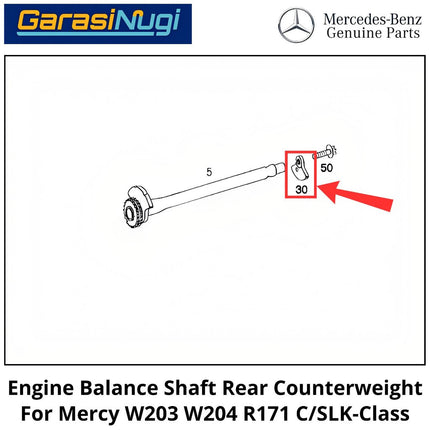 Engine Balance Mercy W203 W204 R171 Shaft Rear Counterweight Pemberat Belakang Poros Penyeimbang Mesin Mercedes C200 SLK