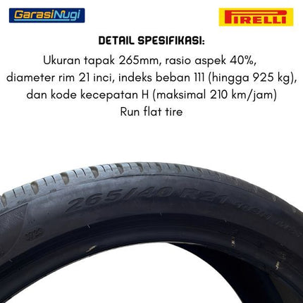 Pirelli 265/40 R21 105H P ZERO MOE-S Run Flat Tire Ban Depan Belakang