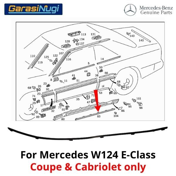 Seal Body Side Mercy W124 Coupe Cabrio Rubber Karet List Panel Pintu Samping E230